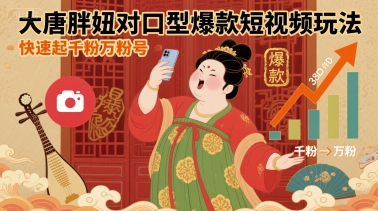 大唐胖妞对口型爆款短视频玩法,快速起千粉万粉号-大川资源分享站