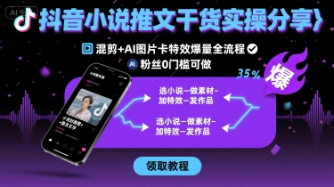 抖音小说推文干货实操分享,混剪+AI图片卡特效爆量全流程,0粉丝0门槛可做-大川资源分享站