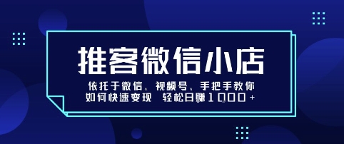 推客微信小店依托于微信、视频号,手把手教你如何快速变现 轻松日入1k+【揭秘】-大川资源分享站