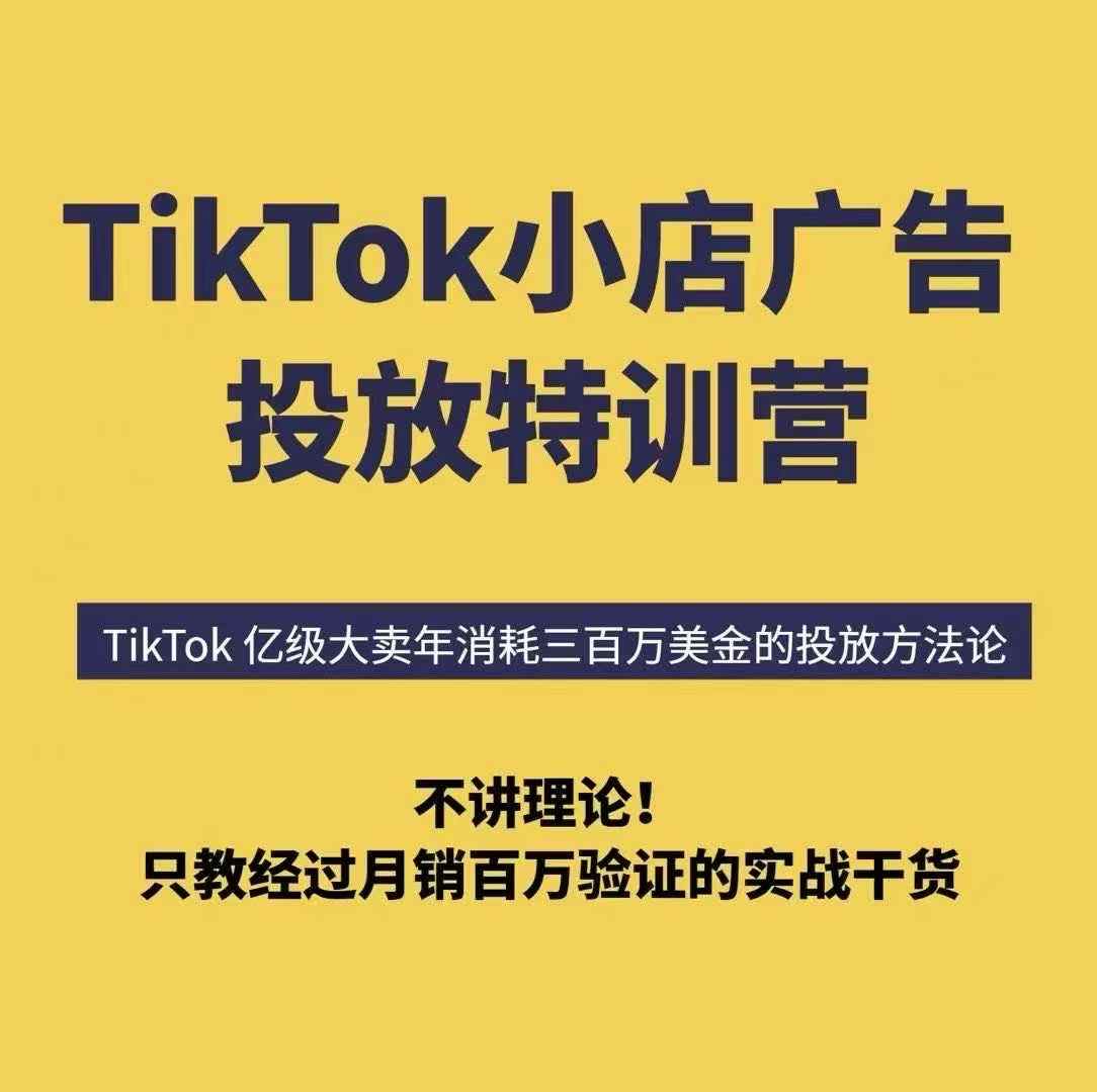 TikTok小店广告投放特训营,6天破局计划专治各种“投不动”,教你经过月销百万验证的实战干货-大川资源分享站