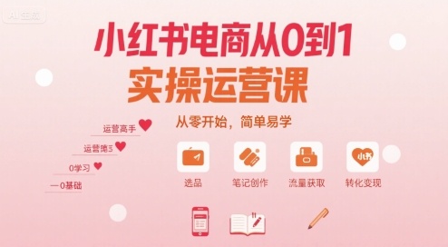 小红书电商从0到1实操运营课,从零开始,简单易学-大川资源分享站
