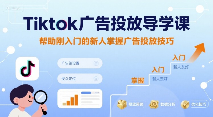 Tiktok广告投放导学课,帮助刚入门的新人掌握广告投放技巧-大川资源分享站