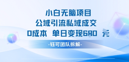 小白无脑项目公域引流私域成交0成本单日变现680米-大川资源分享站