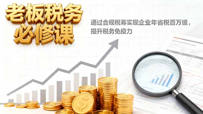 老板税务必修课，通过合规税筹实现企业年省税百万级，提升税务免疫力-大川资源分享站