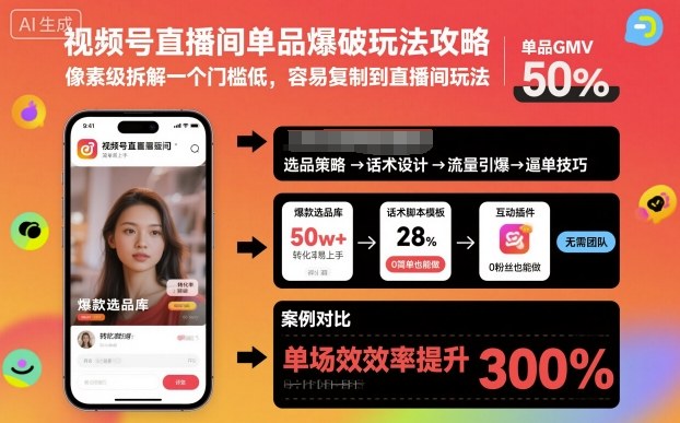 视频号直播间单品爆破玩法攻略，像素级拆解一个门槛低，容易复制到直播间玩法-大川资源分享站