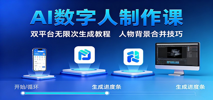 AI数字人制作课：双平台无限次生成教程，人物背景合并技巧-大川资源分享站