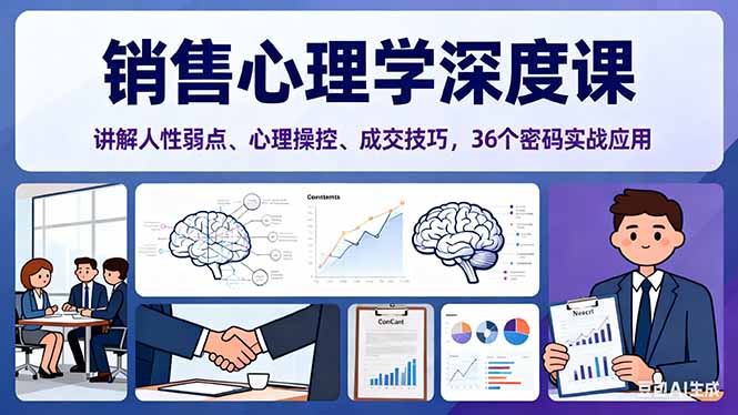 销售心理学深度课,讲解人性弱点、心理操控、成交技巧,36个密码实战应用-大川资源分享站