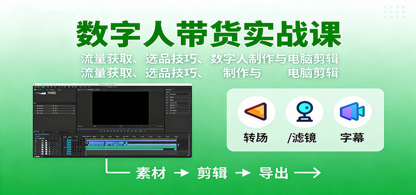 数字人变现实战课：流量获取、选品技巧、数字人制作与电脑剪辑-大川资源分享站