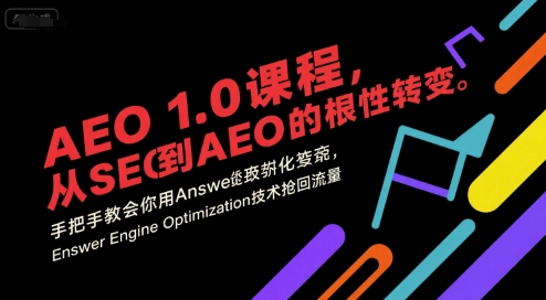 AEO 1.0 课程，从SEO到AE0的基命性转变，手把手教会你用AnswerEngineOptimization技术抢回流量(更新)-大川资源分享站