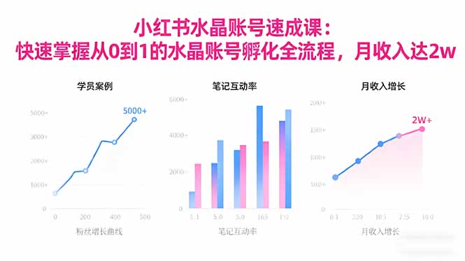 2025小红书水晶账号速成课:快速掌握从0-1水晶账号孵化全流程,月收入达2w-大川资源分享站
