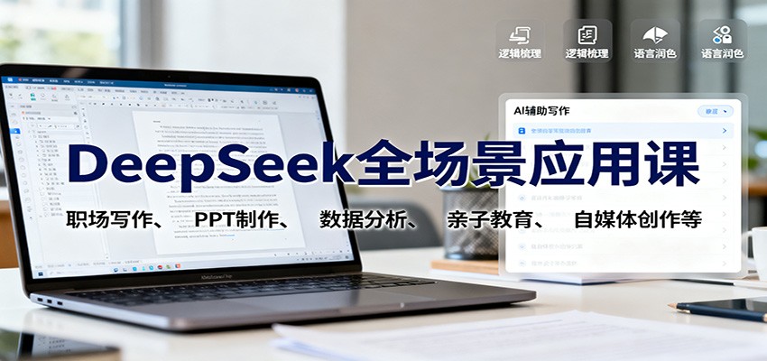 DeepSeek全场景应用课：职场写作、 PPT制作、数据分析、亲子教育、自媒体创作等-大川资源分享站