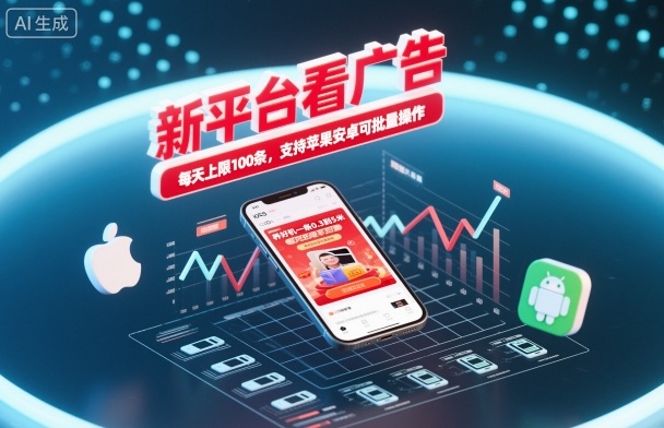 新平台看广告，养好机一条0.3到5米，每天上限100条，支持苹果安卓可批量操作-大川资源分享站