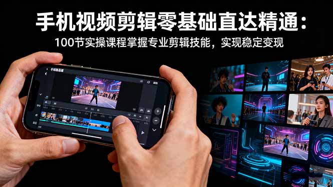 手机视频剪辑零基础直达精通:100节实操课程掌握专业剪辑技能,实现稳…-大川资源分享站