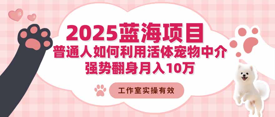 2025蓝海项目:普通人如何利用活体宠物中介,强势翻身月入10万-大川资源分享站