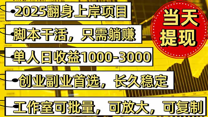 2025翻身上岸项目脚本干活，内部客户经理内部开号，单人日收益1000-300…-大川资源分享站