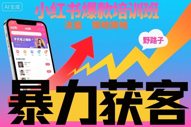 小红书爆款培训班，小红书获客野路子流量打法，暴力持续获客-大川资源分享站