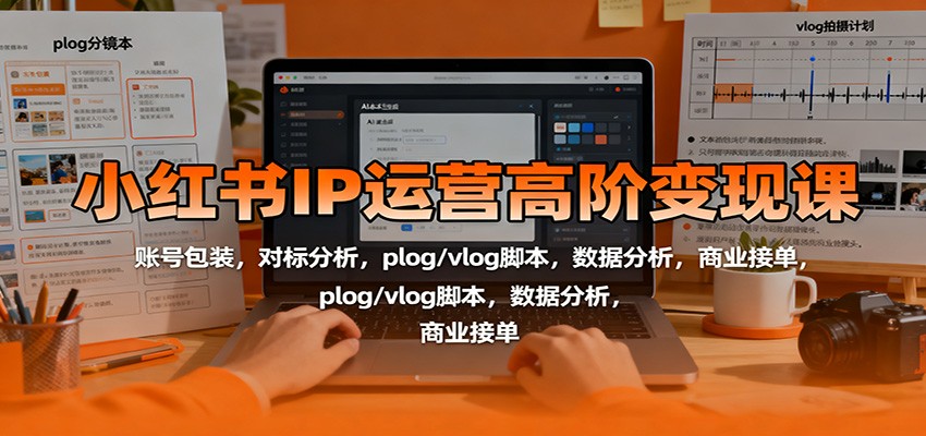 小红书IP运营高阶变现课：账号包装，对标分析，plog/vlog脚本，数据分析，商业接单-大川资源分享站