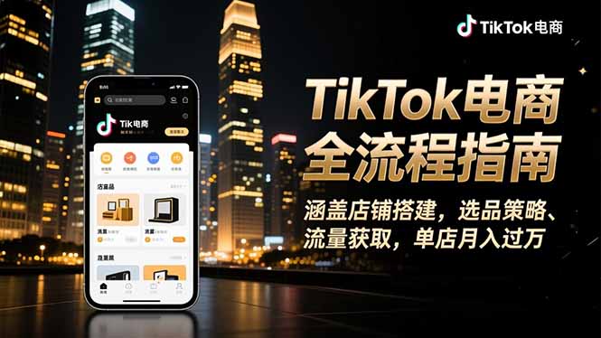 TikTok电商全流程指南，涵盖店铺搭建、选品策略、流量获取，单店月入过万-大川资源分享站