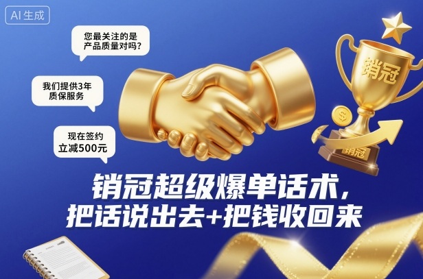 销冠超级爆单话术，把话说出去+把钱收回来-大川资源分享站