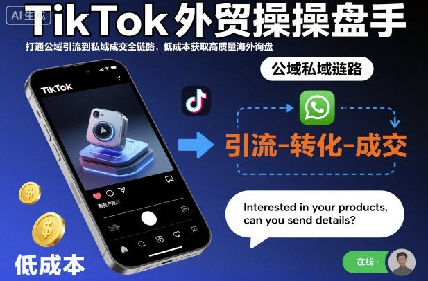 TikTok外贸操盘手，打通公域引流到私域成交全链路，低成本获取高质量海外询盘-大川资源分享站