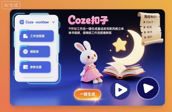 Coze扣子工作流一键生成童话皮克斯风格立体书视频，保姆级工作流搭建教程-大川资源分享站