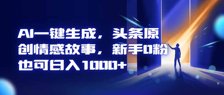 AI一键生成，头条原创情感故事，新手0粉也可日入1000+-大川资源分享站