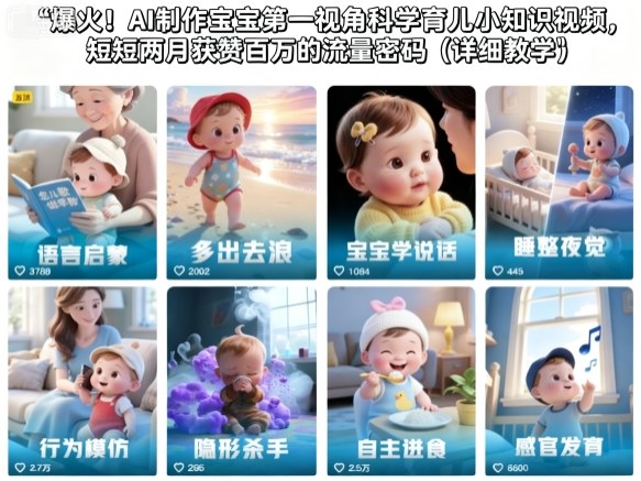 爆火！AI制作宝宝第一视角科学育儿小知识视频，短短两月获赞百万的流量密码(详细教学)-大川资源分享站