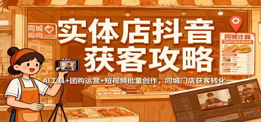 实体店抖音获客攻略：AI工具+团购运营+短视频批量创作，同城门店获客转化-大川资源分享站
