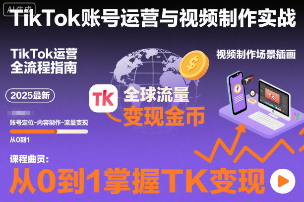 2025最新TikTok账号运营与视频制作实战全流程，从0到1掌握TK变现(含11月最新TK搬运技术)-大川资源分享站