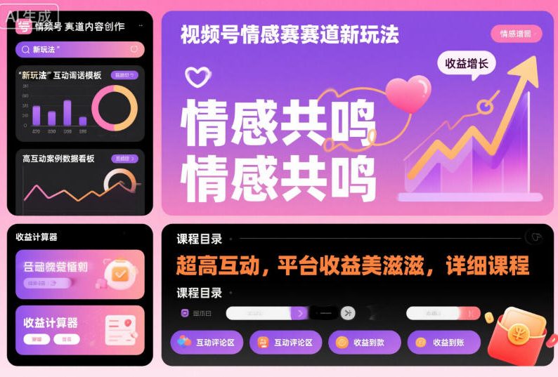 视频号情感赛道新玩法，超高互动，平台收益美滋滋，详细课程-大川资源分享站