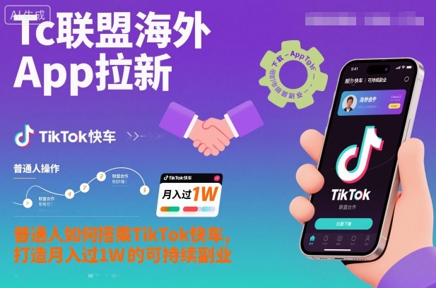 Tc联盟海外App拉新:普通人如何搭乘TikTok快车,打造月入过1W的可持续副业-大川资源分享站