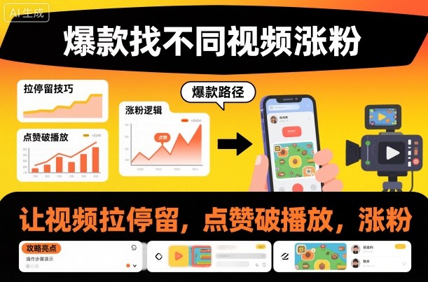 爆款找不同视频涨粉，让视频拉停留，实现点赞，破播放，涨粉-大川资源分享站