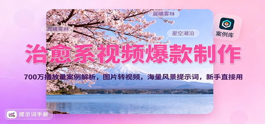 治愈系视频爆款制作，700万播放量案例解析，图片转视频，海量风景提示词，新手直接用-大川资源分享站