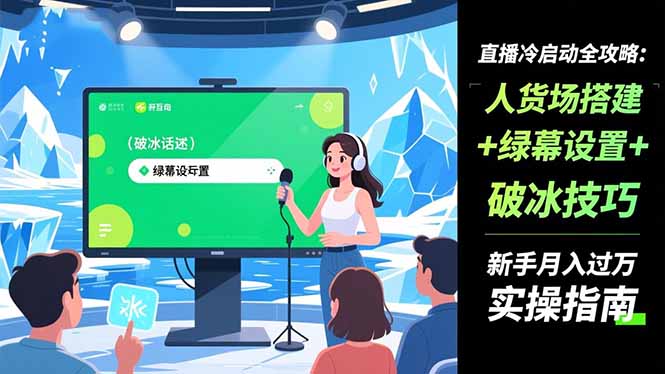直播冷启动全攻略:人货场搭建+绿幕设置+破冰技巧，新手月入过万实操指南-大川资源分享站
