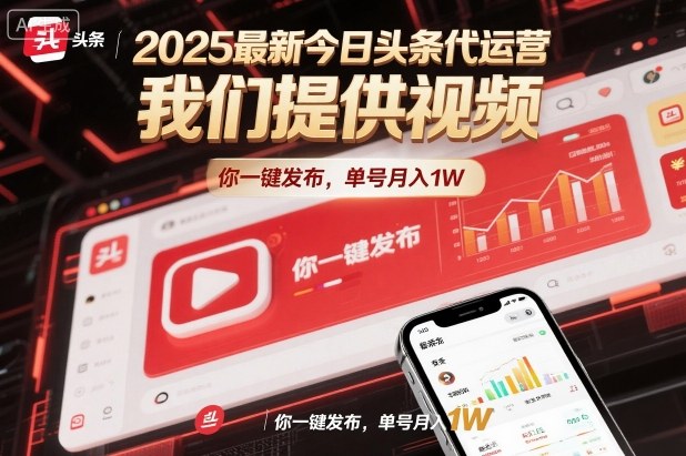2025最新今日头条代运营，我们提供视频，你一键发布，单号月入1W【揭秘】-大川资源分享站
