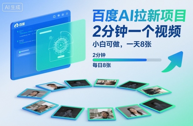 百度AI拉新项目，2分钟一个视频，小白可做，一天8张【附案例+保姆级教程】-大川资源分享站