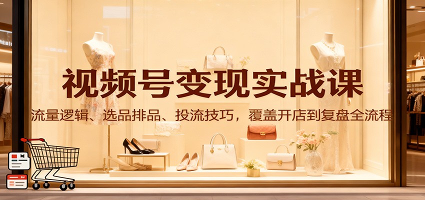 视频号变现实战课：流量逻辑、选品排品、投流技巧，覆盖开店到复盘全流程-大川资源分享站
