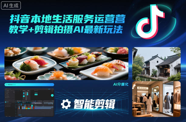 抖音本地生活服务运营教学+剪辑拍摄AI最新玩法-大川资源分享站