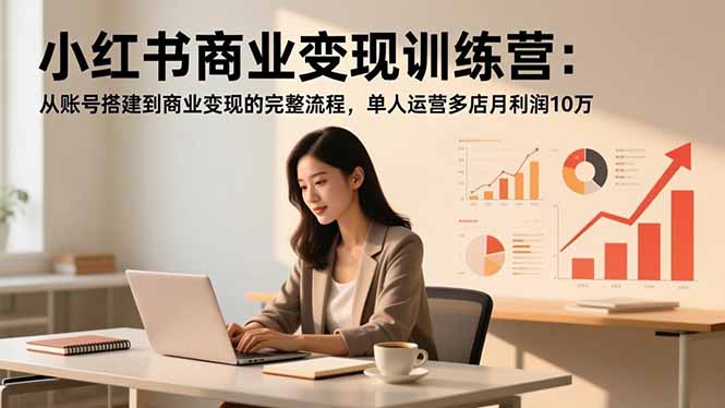 小红书商业变现训练营：从账号搭建到商业变现的完整流程，单人运营多店月利润10万-大川资源分享站
