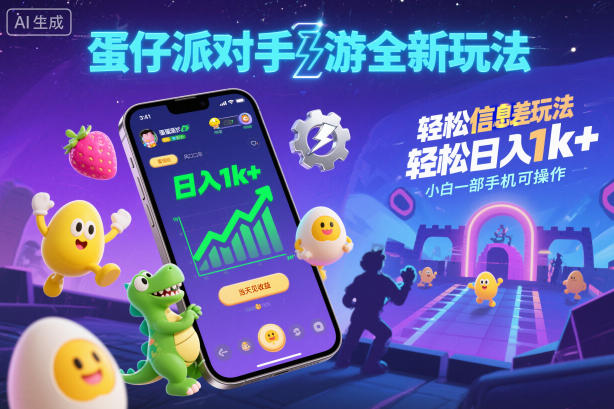 蛋仔派对手游全新玩法，轻松日入1k+，风口信息差玩法，当天见收益，小白一部手机可操作-大川资源分享站