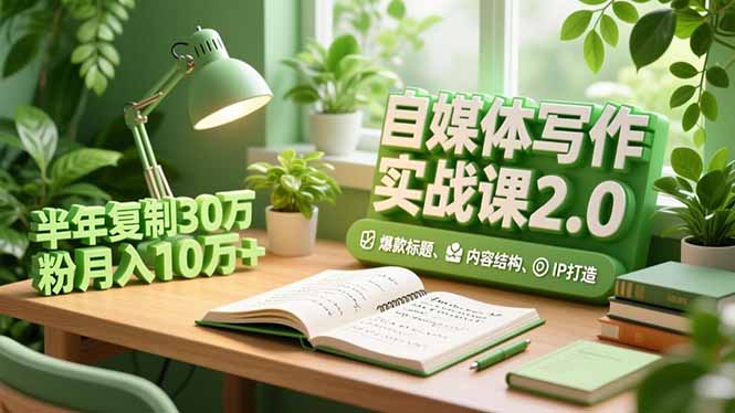 自媒体写作实战课2.0，爆款标题、内容结构、IP打造，半年复制30万粉月入10万+-大川资源分享站