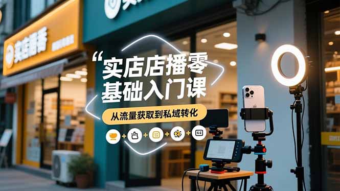实体店播零基础入门课，实体店+短视频+直播+微信生态+私域社群，从流量获取到私域转化-大川资源分享站