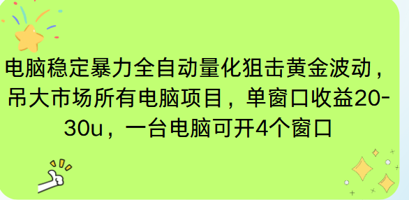 电脑EA策略挂机项目单窗口收益20-30u，单电脑可挂5-10个窗口收益稳健4位数-大川资源分享站