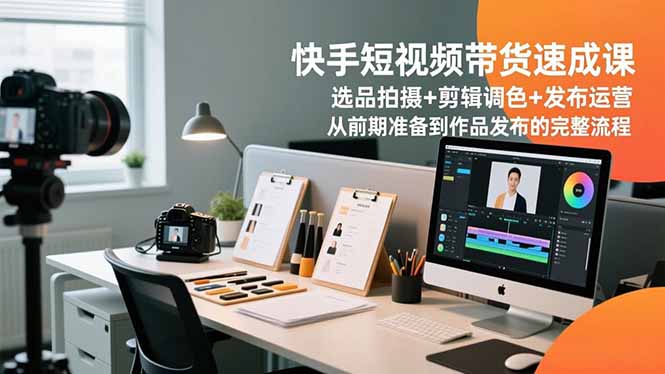 快手短视频带货速成课，选品拍摄+剪辑调色+发布运营，从前期准备到作品发布的完整流程-大川资源分享站