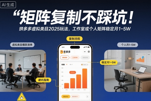 矩阵复制不踩坑！拼多多虚拟类目2025玩法，工作室或者个人矩阵稳定月1-5W【揭秘】-大川资源分享站