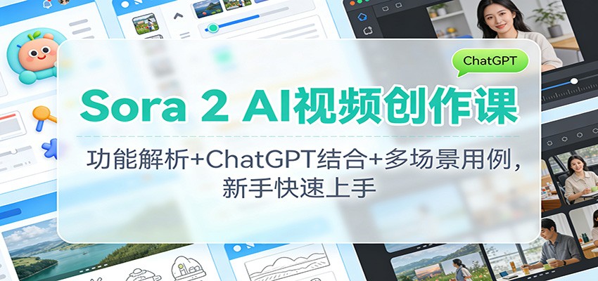 Sora 2 AI视频创作课：功能解析+ChatGPT结合+多场景用例，新手快速上手-大川资源分享站