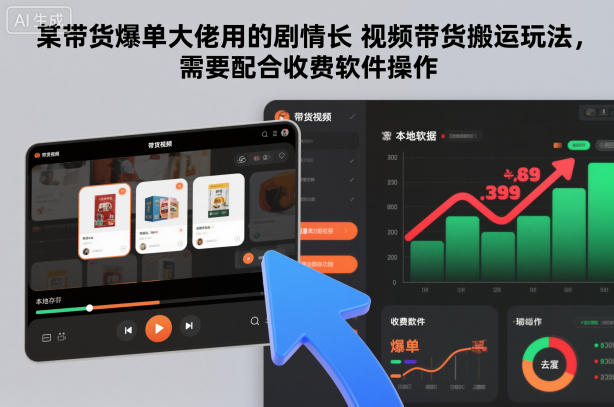 某带货爆单大佬用的剧情长视频带货搬运玩法,需要配合收费软件操作-大川资源分享站