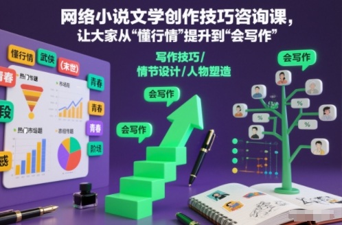 网络小说文学创作技巧咨询课，让大家从“懂行情”提升到”会写作”的高度-大川资源分享站