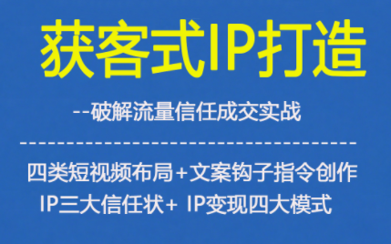 获客型IP打造，破解流量信任成，四类短视频布局+文案钩子指令创作IP三大信任状+IP变现四大模式-大川资源分享站