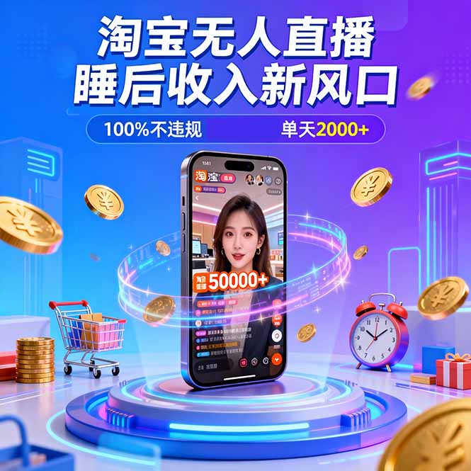 淘宝无人直播，不违规不封号，直播100小时卖了5万，年底旺季！-大川资源分享站